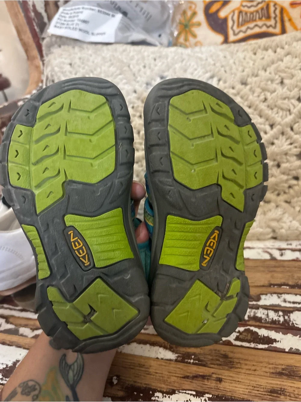 KEEN Kids Turquoise Blue Multi-Striped Outdoor Sandals